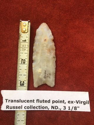 Paleo Clovis Point,  Translucent Clovis,  Prehistoric Native American Artifact