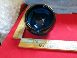 Cobalt Blue Mid Century Modern Viking Glass Orb Ashtray Mcm Atomic Age Sticker
