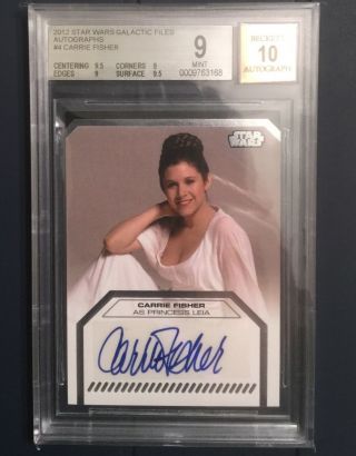 2012 Star Wars Galactic Files Autograph Carrie Fisher Princess Leia Bgs 9 Sp
