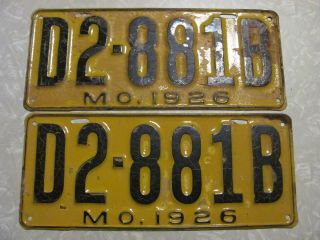 Pair 1926 Missouri Dealer License Plate See My Other Plates