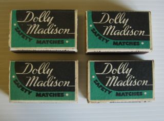 Vintage Dolly Madison Safety Matches Wood Stick NOS 4 Full Boxes Madison,  WI 2