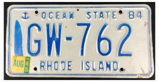 Rhode Island 1985 Car License Plate Gw - 762 - W/ Error