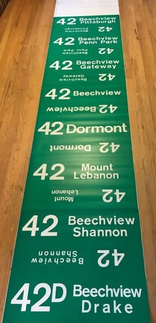 Vintage Pittsburgh Lrv Pcc Trolley Roll Sign Drake Overview Beechview