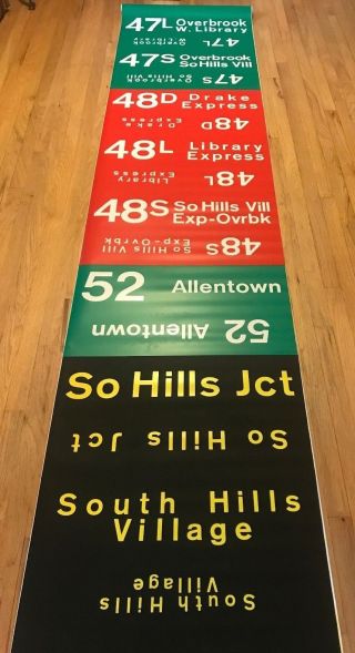 Vintage Pittsburgh LRV PCC Trolley Roll Sign Drake Overview Beechview 4