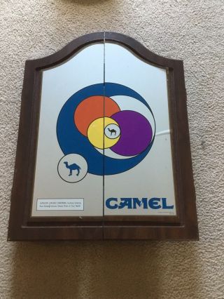 Vintage Camel Cigarettes Joes Place Dart Board With Wooden Cabinet