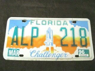 1996 Florida " Challenger " License Plate Alp - 218 Aluminum Exlt