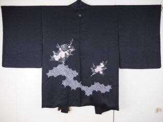 @@japanese Silk Haori Kimono/rinzu Silk/ Embroidery,  Tie - Dyeing A1245