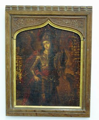 19th Century Or Earlier Portrait Of A Knight In Armour Religious Gothic
