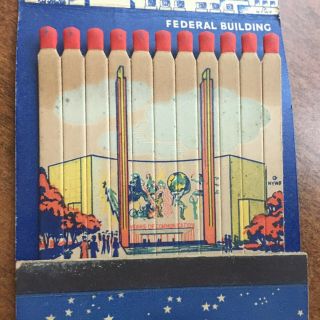 Giant Feature Matchbook Ny Worlds Fair Canada/federal Building/communications