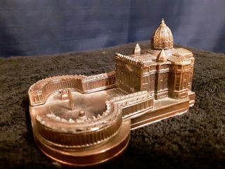 Rare Old Detailed Metal Vatican San Pedro Souvenir Building Architecture Model