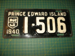 Vintage 1940 License Plate Antique Old Early Prince Edward Island Canada Nr