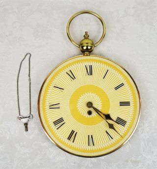 Vintage Fiberglass Atomic Face Wall Pocket Watch Clock Brass Tone Mid Century