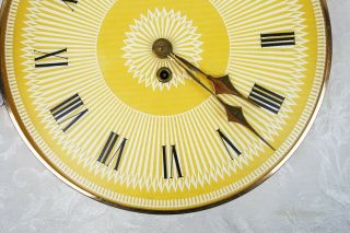 Vintage Fiberglass Atomic Face Wall Pocket Watch Clock Brass Tone Mid Century 2