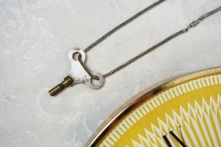 Vintage Fiberglass Atomic Face Wall Pocket Watch Clock Brass Tone Mid Century 4