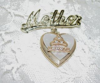 Vintage Heart Locket Mother Pin Washington Dc Capitol