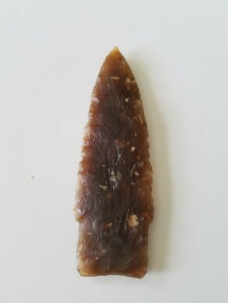 Classic Large Scottsbluff Lanceolate Spearpoint.  Knife River Flint,  Sd,  4 5/8 In