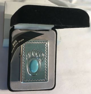 . 925 Heavy Silver - Plate 2003 Turquoise Bear Claw Emblem Zippo Lighter 20445 3
