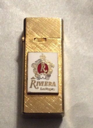 Vintage Advertising Las Vegas The Riviera Casino Lighter 14kt Gold Plated