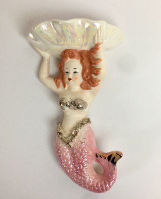 Vintage Mermaid Wall Plaque Soap Holder W Spaghetti Trim