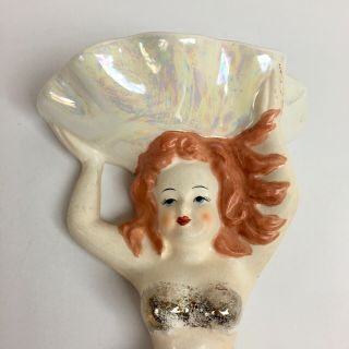 Vintage Mermaid Wall Plaque Soap Holder w Spaghetti Trim 2