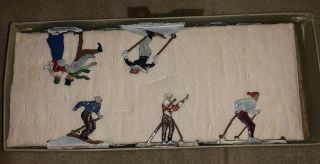 Art Craft Products Old Fashioned Ice Skating Party Metal Flats Orig Box & Insert 4