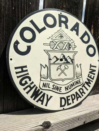 Vintage Hand Painted Colorado Highway Dept Metal Sign,  Vtg Gas And Oil