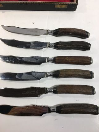 Harrison Bros & Howson Vintage STAG HORN Knife Set - 6 Knives - England - Steak 3