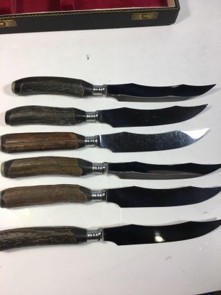 Harrison Bros & Howson Vintage STAG HORN Knife Set - 6 Knives - England - Steak 4