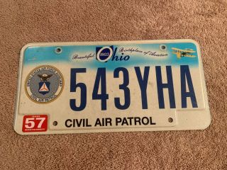 Rare Jun 2013 Ohio Civil Air Patrol License Plate Tag 543yha Oh
