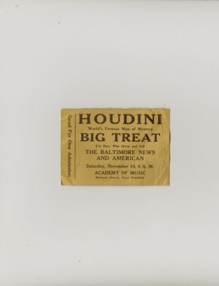 1925 Houdini Appearance Ticket