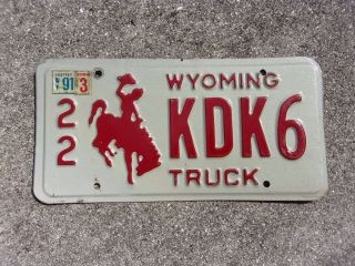 Wyoming 1988 / 91 Bronco Truck License Plate 22 Kdk6