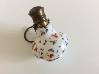 Fine Victorian antique milk glass chatelaine perfume/scent bottle. 3