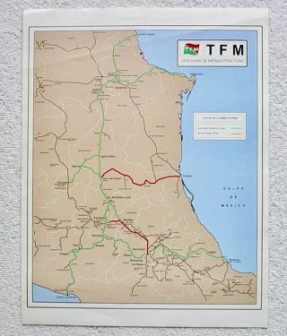 Tfm - Transportacion Ferroviaria Mexicana Railway Early 1990s Map 8.  5 " X 11 "