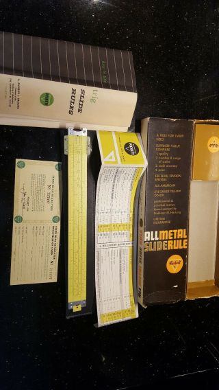 Vintage Pickett N902es 902 10 Inch Slide Rule W/ Box & Papers