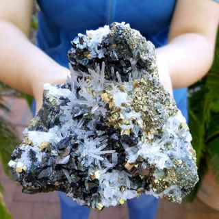 Spectacular 4 3/4 Inch Clear Quartz Crystals With Pyrite And Sphalarite
