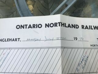 Ontario Northland Railway Dispatcher Sheets For July,  1970