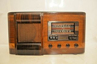 1939 Art Deco Rca Victor Radio Receiver.  W/exotic Wood Veneers