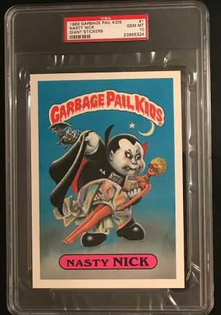 1986 Garbage Pail Kids Giant Stickers Nasty Nick 1 Psa 10 Gem