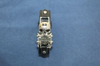 Harley Davidson Motor Cycles Leather Adjustable Bracelet Skull Crossbone