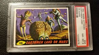 1962 Topps Mars Attacks Card 48 Earthmen Land On Mars Psa Nm - Mt 8
