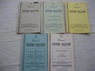 Vintage The National Button Society Bulletin - 1974 Jan,  Mar,  May,  Sep,  Nov