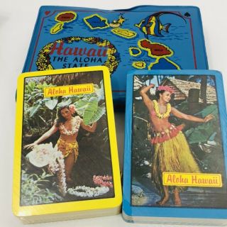 Hawaii Vintage Playing Cards Souvenir Hula Girls Aloha State 2 Decks