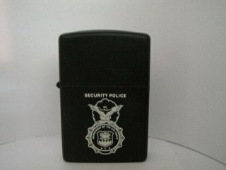 Zippo Lighter Security Police Dept.  Of The Air Force Military Black Vintage