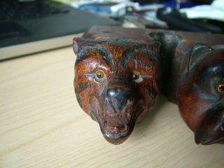 Pipe Rack.  Lovely Hand Carved.  Dogs,  Bear,  Tiger.  4x Pipe.  Glass Eyes. 2