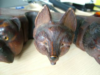 Pipe Rack.  Lovely Hand Carved.  Dogs,  Bear,  Tiger.  4x Pipe.  Glass Eyes. 4