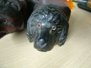 Pipe Rack.  Lovely Hand Carved.  Dogs,  Bear,  Tiger.  4x Pipe.  Glass Eyes. 6