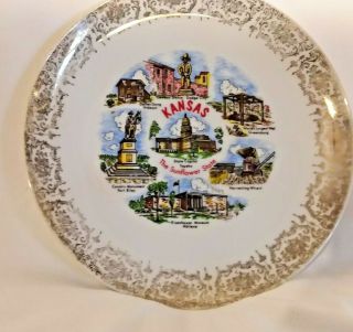 Collectable Souvenir 9 " State Of Kansas Plate
