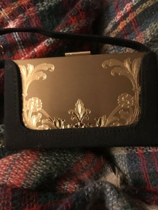 Elgin American Dance Purse Compact Etched With Cloth Holder Vintage