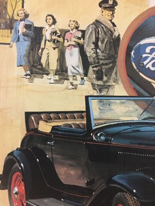 Thomas Hoyne Print In canvas.  1932 Ford Model 18 Convertible Cabriolet.  Framed. 11