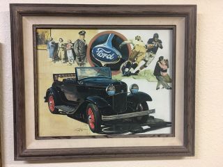 Thomas Hoyne Print In Canvas.  1932 Ford Model 18 Convertible Cabriolet.  Framed.
